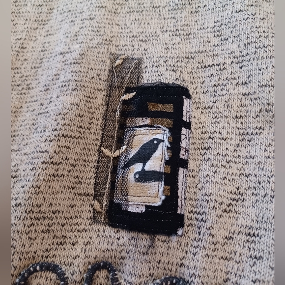 Vintage K.d. Spring Cardigan Black Pipe Stitching Faux Scarf Embroidered… - Picture 3 of 15